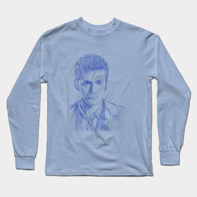 10th DOCTOR IN BLUE Long Sleeve T-Shirt by KARMADESIGNER T-SHIRT SHOP